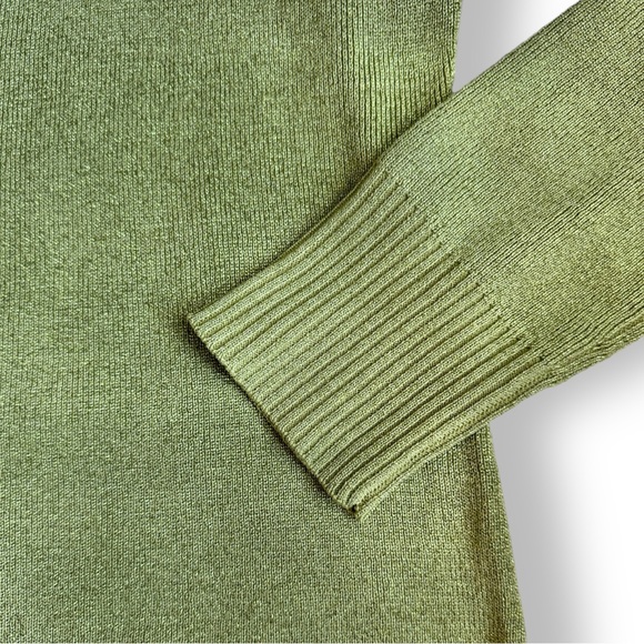 Silk Sweater Chartreuse Bright Green Shimmer Pullover Crewneck Medium - Picture 6 of 12